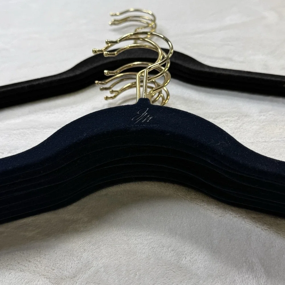 Lot 36 Joy Mangano Velvet Suit Clothes Hangers Navy Blue Gold Hooks